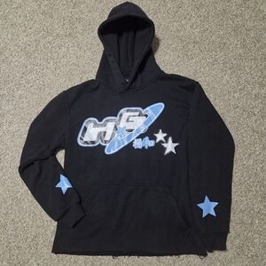 Heavens Gates Y2K Black and Baby Blue Star Hoodie‎  Size LARGE